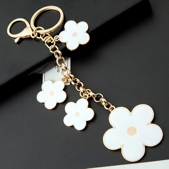 Women's Flower Bag Charms Enameled Keychain Purse Accessories