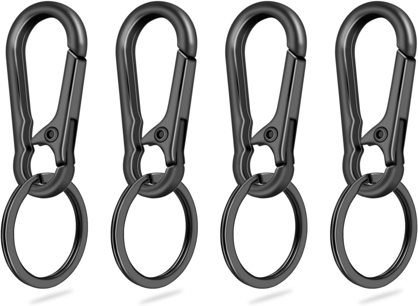 4Pack Small Keychain Rings, Metal Key Carabiner Clip, Mini EDC Key Ring Chain Holder Organizer for Purse Charm Hook, Car Keychain, Paracord Keychain Lanyard, Men and Women Key Fob (Gun Black)