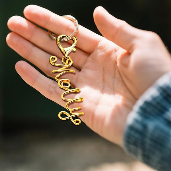 Handmade Personalized Keychain with Name - Aluminum Metal Custom Key Chain for Women Girls, Fashion Charm Key Ring