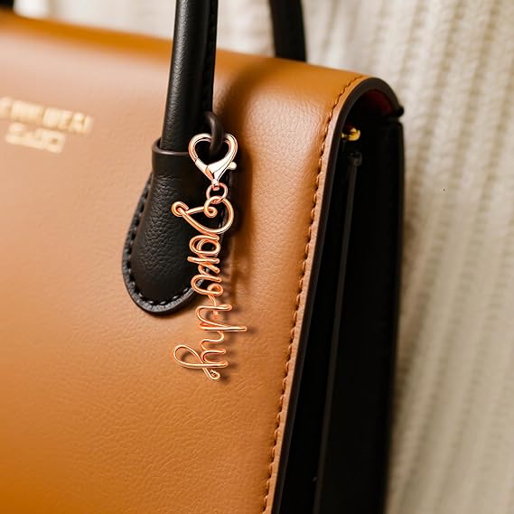 Handmade Personalized Keychain with Name - Aluminum Metal Custom Key Chain for Women Girls, Fashion Charm Key Ring