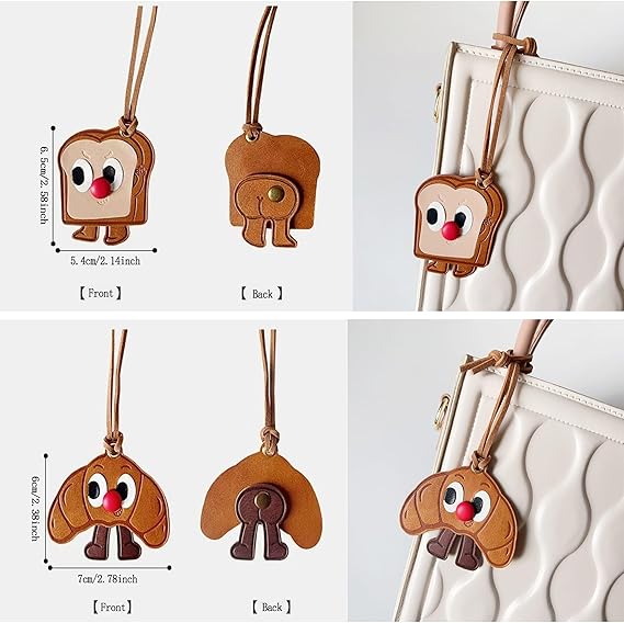 Bread Bag Charm, Cute Food Charm for Handbags Bag Purse Accessories PU Key Charms