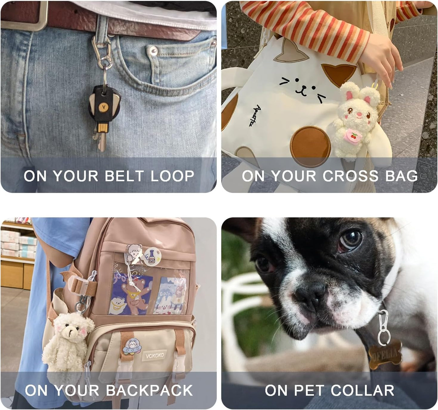 4Pack Small Keychain Rings, Metal Key Carabiner Clip, Mini EDC Key Ring Chain Holder Organizer for Purse Charm Hook, Car Keychain, Paracord Keychain Lanyard, Men and Women Key Fob (Gun Black)