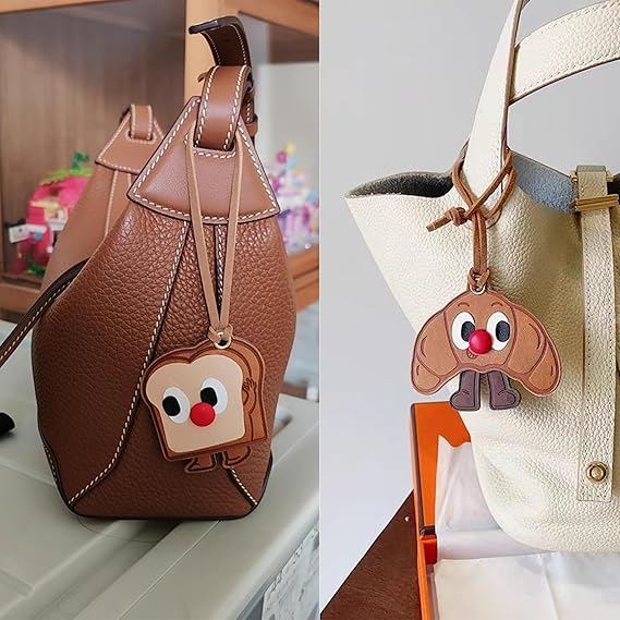 Bread Bag Charm, Cute Food Charm for Handbags Bag Purse Accessories PU Key Charms